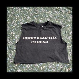 Women’s Vintage Black Graphic Biker Sleeveless Crop Top